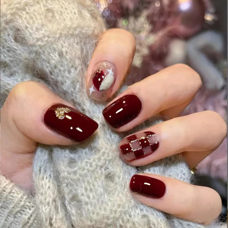 Wholesale 24-Piece Luxury Short Press on Acrylic Nails Custom Designed Private Label Quality ABS Material for Fingers
