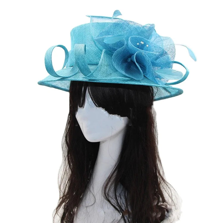 Women's Light Blue Sinamay Bowler Hat Formal Tea Party Wedding Church Kentucky Derby Dress Fascinator Wholesale Available
