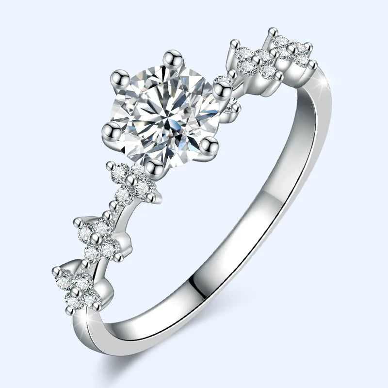 Silver Plated Wedding Ring For Women Luxury Delicate Engagement Rings Imitation Diamond Moissanite Four Leaf Clover Ring