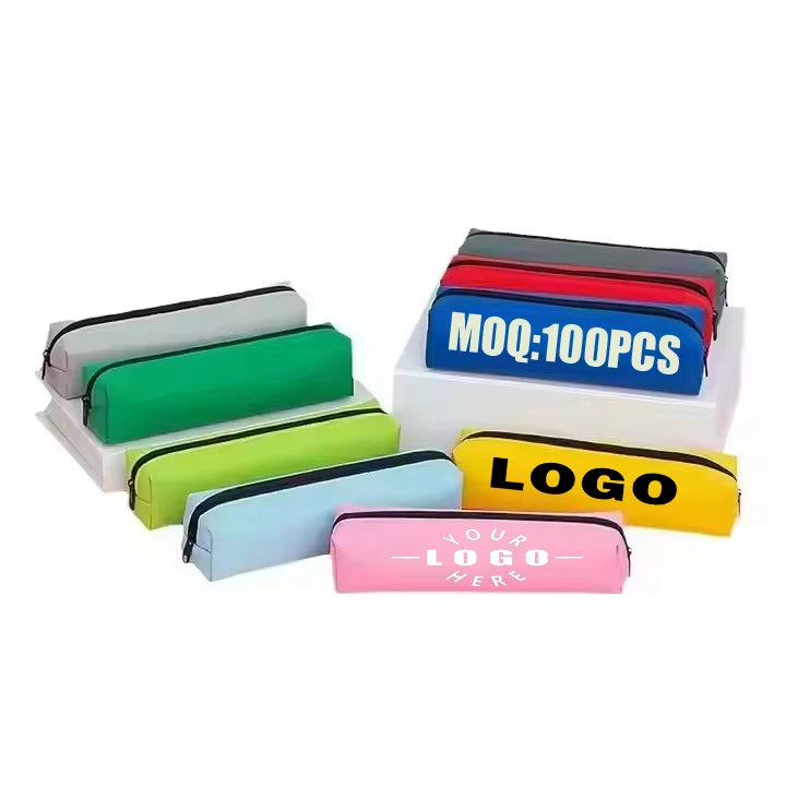 Blank Solid Color Customized logo Wholesale Fashion Portable Pencil Case Small Student Oxford Pen Pencil Bag for School