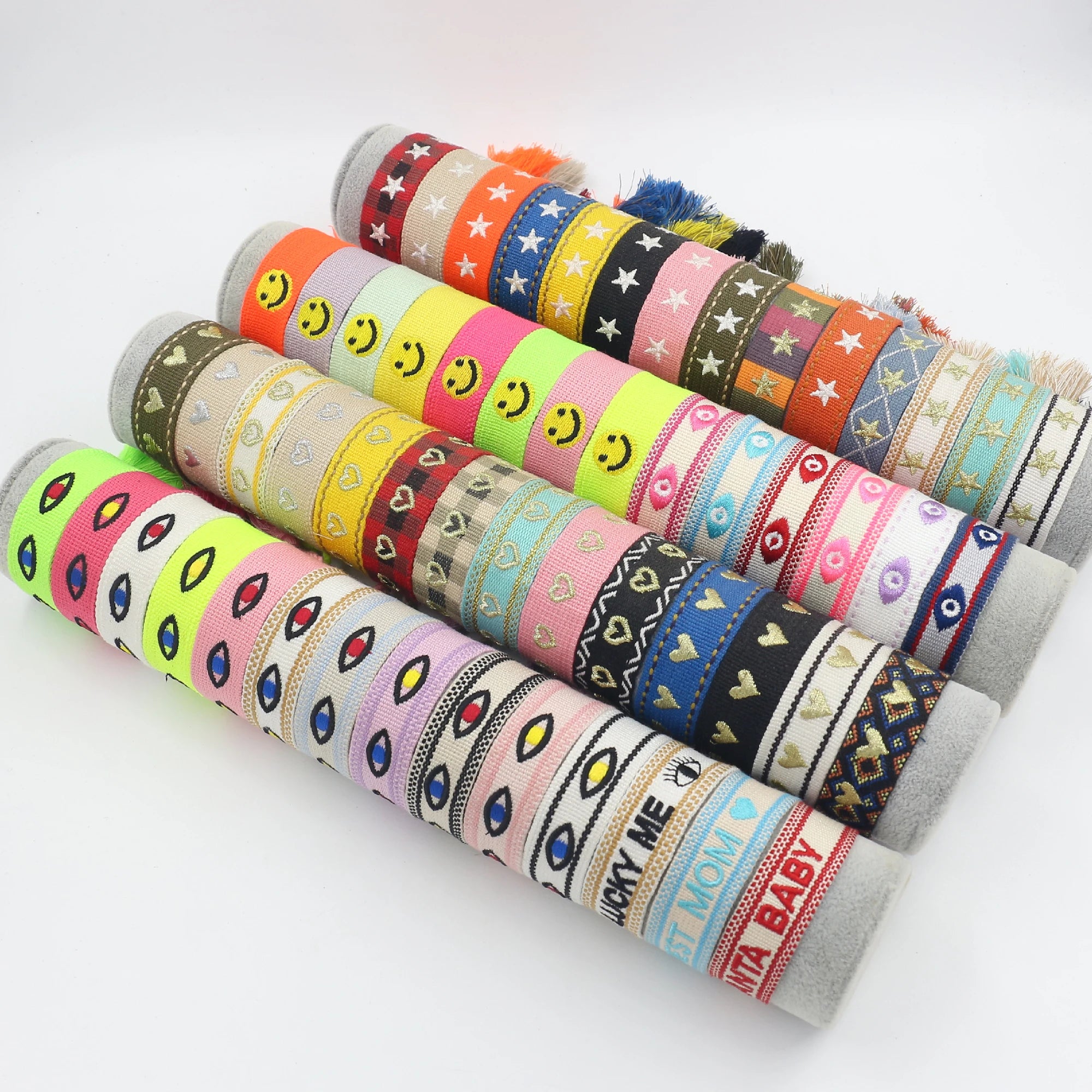 Ethnic Style LOVE Embroidered Cartoon Woven Wristband Webbing Tassel Friendship Bracelet