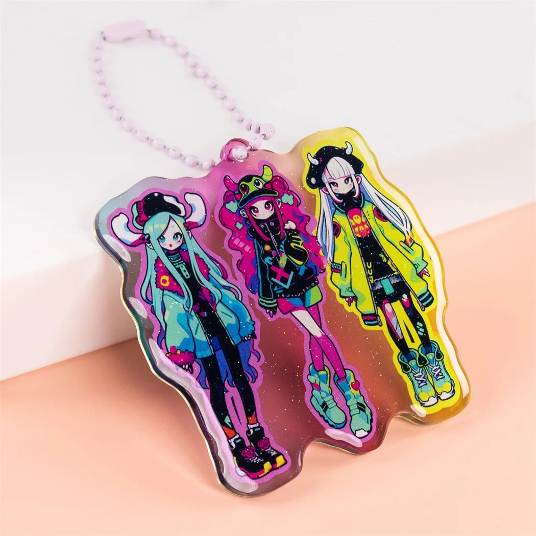 Factory Wholesale Printed Epoxy Keychain Custom Acrylic Charm Hologram Keychain