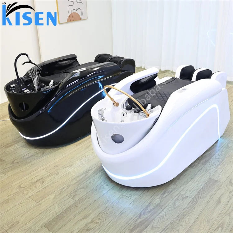 Kisen High End Luxury LED Kisen 4D Full Body Electric Massage Luxury Hair Washing Head Spa Shampoo Bed With LED light Cheap