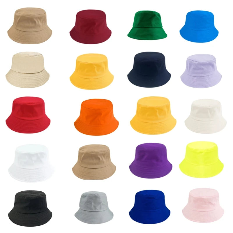 Summer Blank Solid Color Outdoor Sunshade Fisherman Hat Sunscreen Sun Play Bucket for Hiking Camping