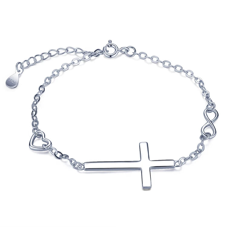 Stylish Faith Christian Jewelry Lady 925 Silver Fashion Jewelry Christian Gifts Cross Charm Bracelet for Women