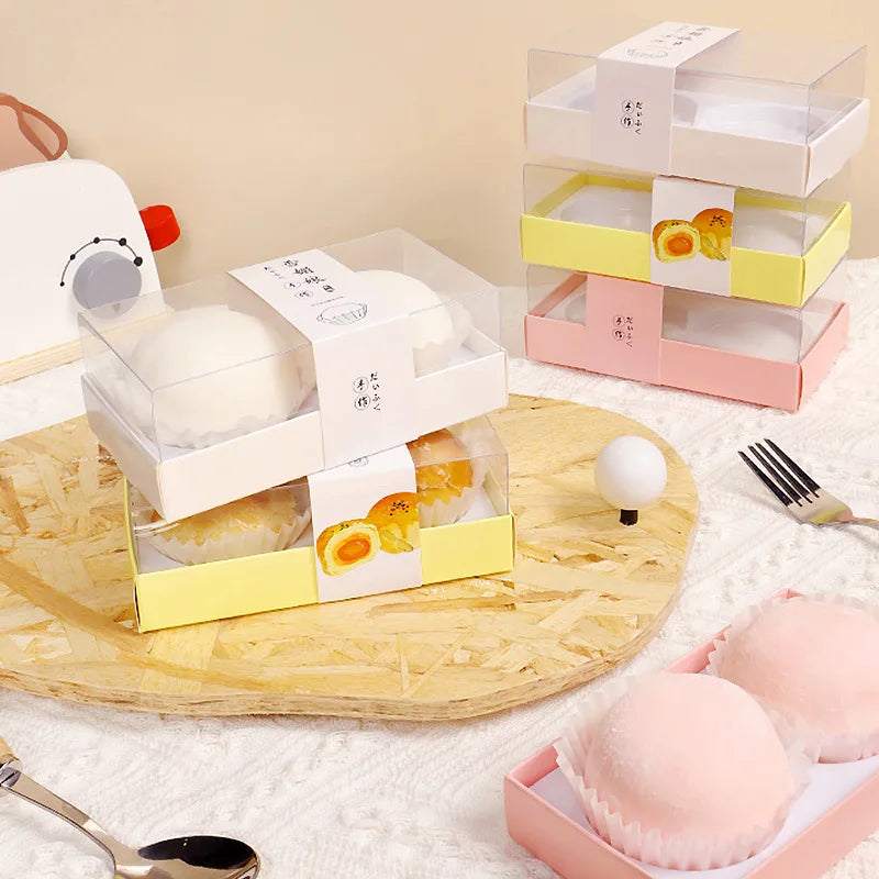 Clear Lid Dessert Cake Paper Boxes for Baking Packing Disposable Dessert Biscuit Packaging Boxes