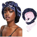 Wholesale African Silk Custom Logo Personalized Striped Unisex Four Seasons Satin Heat-Transfer Printed Adult Hair Bonnet Bag