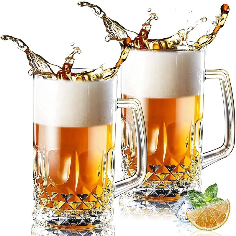 34 Ounce 1 Liter 1000ml Extra Large Glass Beer Cup Transparent Engraving Beer Glass Mug for Sale