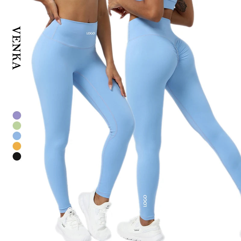 Custom Printing Logo Ladies High Waist Soft Nude Feeling Elastic No T Lines Gym Tights Breathable Hip Fitness Yoga Pant Leggings