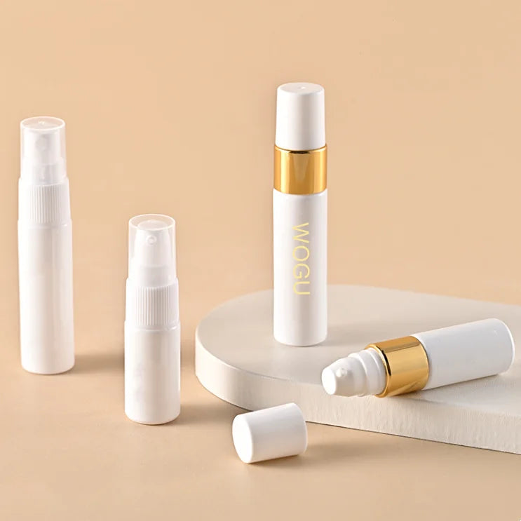 Custom Printing Logo White Perfume Cosmetic Packaging 5ml 10ml Empty Screw Essence Essential Oil Lotion Serum Glass Bottles