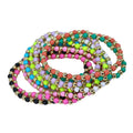 BM1073 4MM Tiny Gold Beaded Enamel Beads Bracelet for Ladies Women Colorful Rainbow Elastic Bracelet Zircon Brass Orthodox