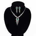 2022 New Silver Jewelry Set for Women Teardrop Wedding Rhinestone Necklace Earrings for Parties Engagements Anniversaries