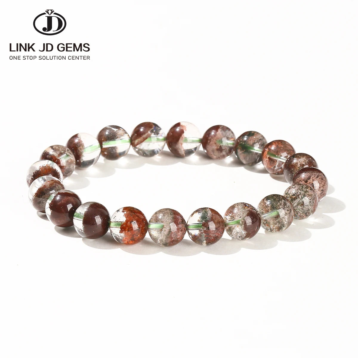 JD Gems Factory Supply Elastic Crystal Stone Beads Bangles 7A Natural Cornucopia Red Ghost Quartz Unisex Anniversary Bracelet