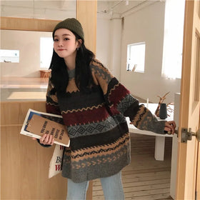 Autumn 2026 New Women's Casual Vintage Knitted Sweater Coat Lady's Cardigan Loose Fashionable Top