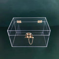 Acrylic Transparent Storage Box Large Size Clear Acrylic Organizer Box With Golden Lock for Home Storage