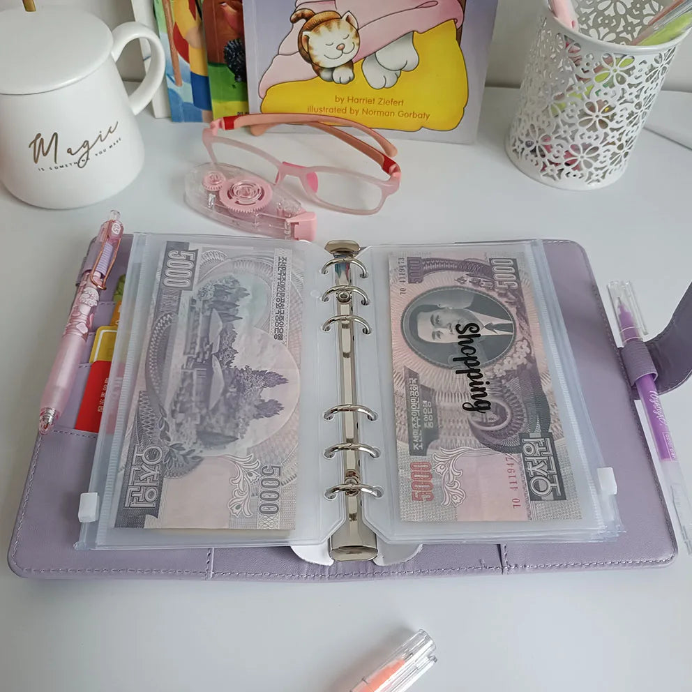 Newest Multi-function A5 A6 Hardcover Cash Envelopes Note Book Personal Size Savings Challenge Checker Wallet Budget Planner Set