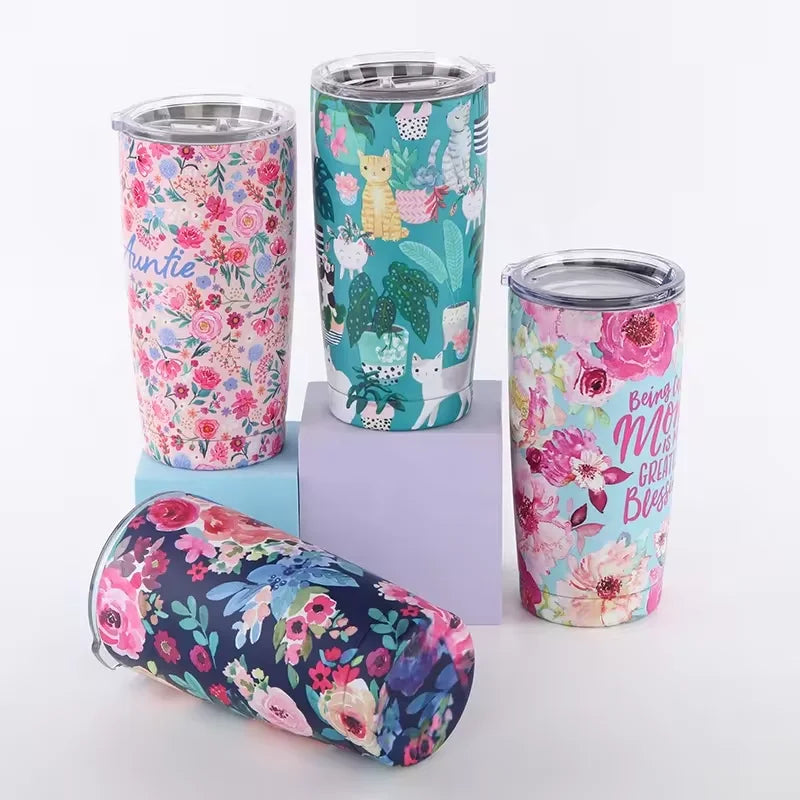 Blank Sublimation Vacuum Insulated Cup Stainless Steel Travel Mug 20oz Tumbler With Lids and Straw