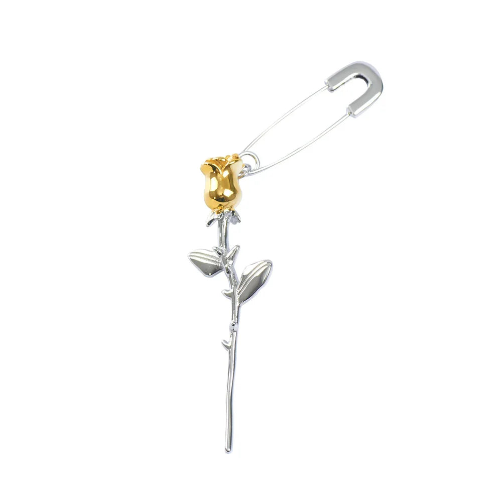 Women Brand Metal Rose Flower Bear Long Earrings Statement Pins Earrings Pendant Fashion Ear Jewelry Hiphop Accessories