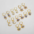 Fashionable and Simple Palm Moon Star Love Evil Eye Earrings Colored Zircon Eyes Personality Temperament Round Earrings