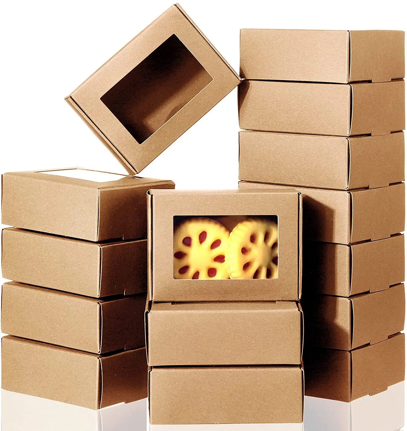 Kraft Paper Boxes with clear Window Practical and Convenient to Use Present Packaging Boxes Recycled Kraft Paper Box
