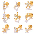 Gaby New Arrival Flower Snake  Design 925 Sterling Silver Jewelry  Internal Thread Cartilage Earring  Piercing Jewelry