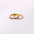 High End 18K Plain Gold Black & White Paired  Dainty Zirconia Rings Stainless Steel Trendy Simple  Fashion Jewelry