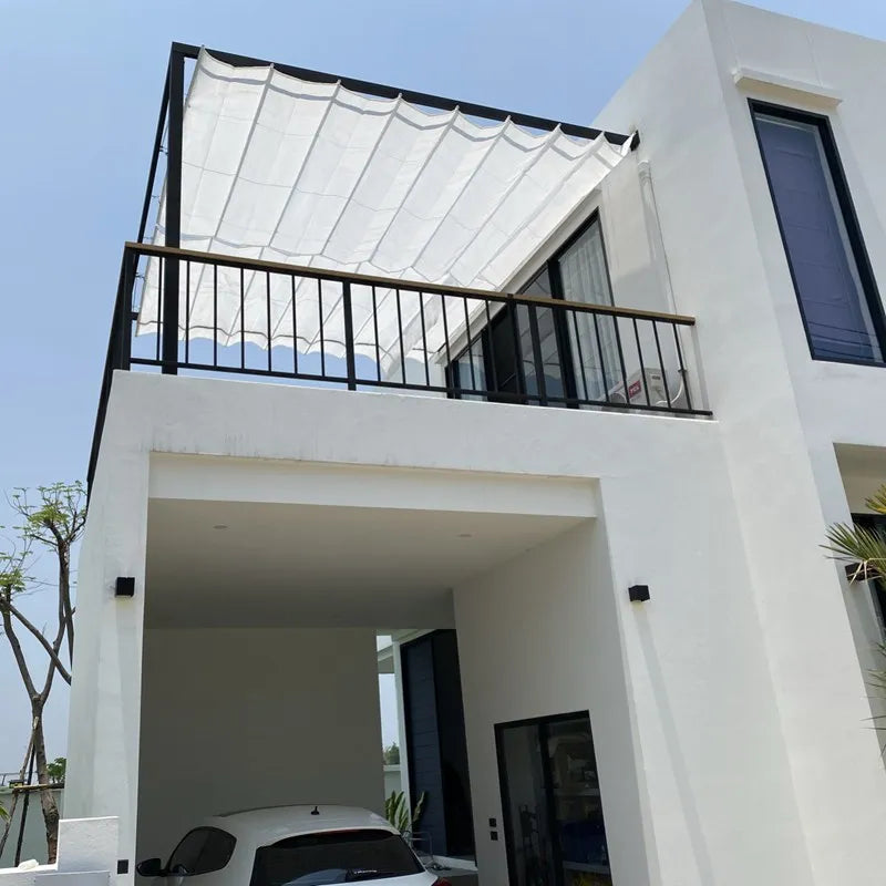 2m X 4m Anti UV Breathable HDPE Fabric Patio Telescopic Wave Sun Shade Net Home Garden Yard Sun Sails With Accessories