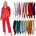 Wholesale for Christmas or Party Red Full Length Women Pyjama Silk Satin Women's Two Piece Set Pajamas Sleepwear MegaBDM