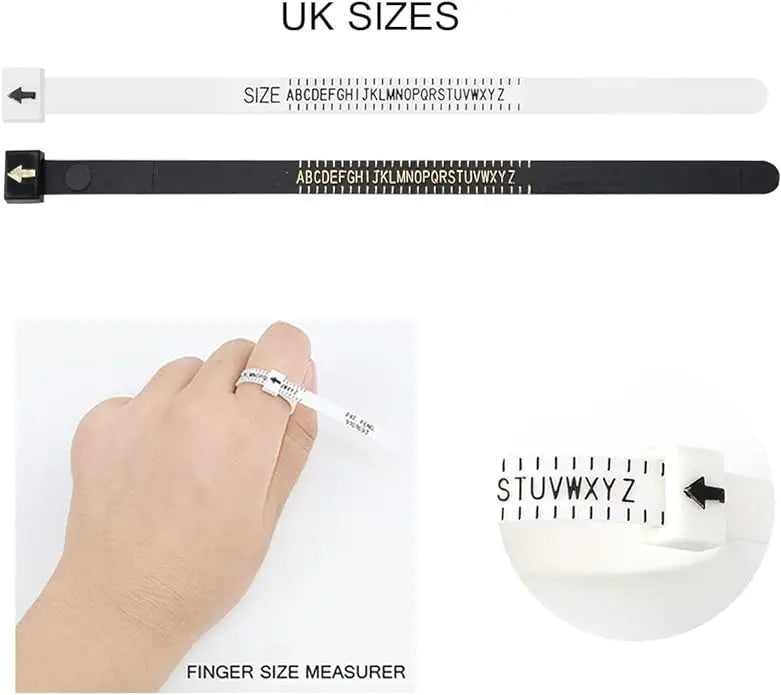 Recycled Custom Logo Plastic UK Ring Sizer White/Black 11.5cm 3D Printed Jewellery Measuring Tool