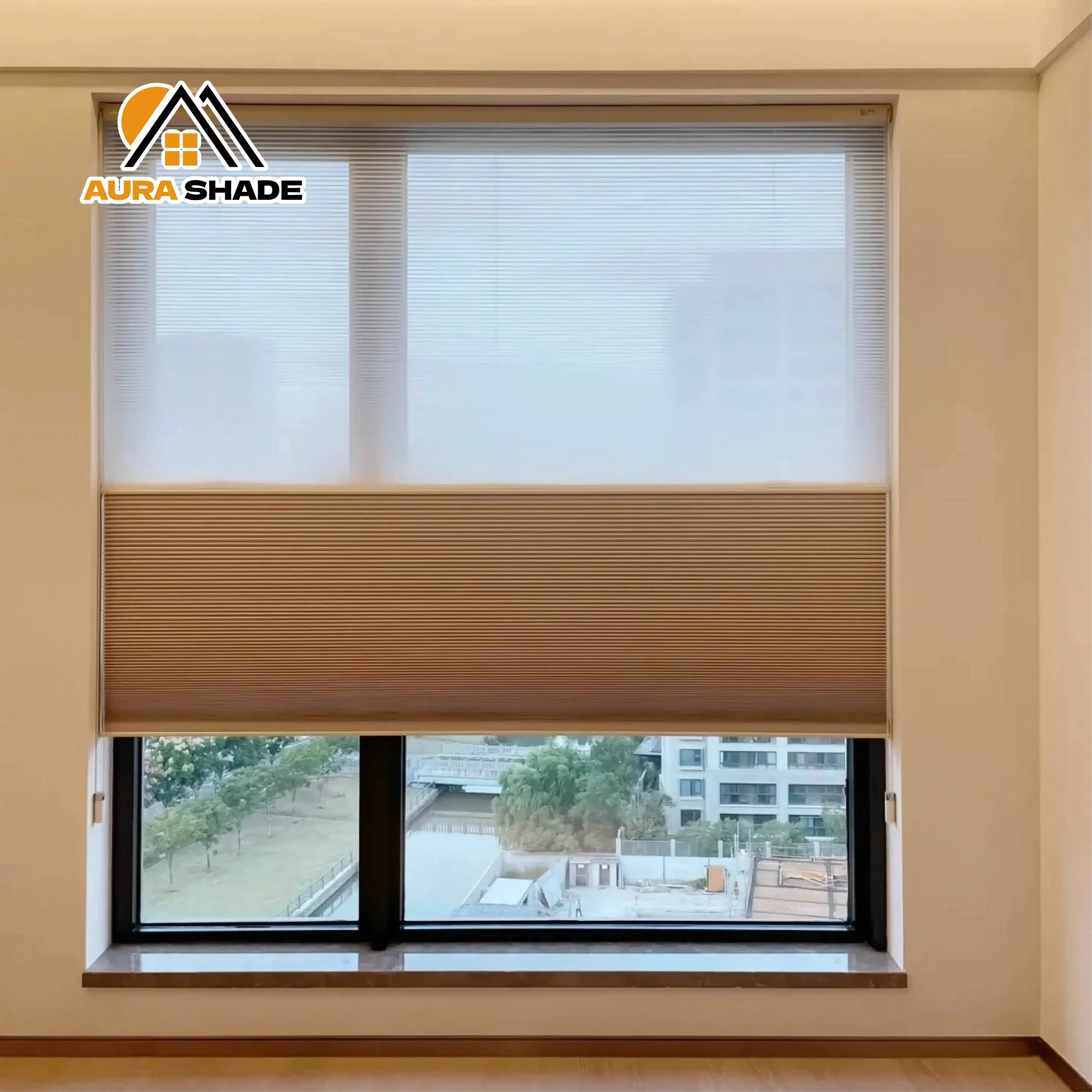 Aura Shade Double Layer Day/Night Sun-shade Built-In Vertical Blinds Fireproof Waterproof Easy Install Soft Fabric Modern Design