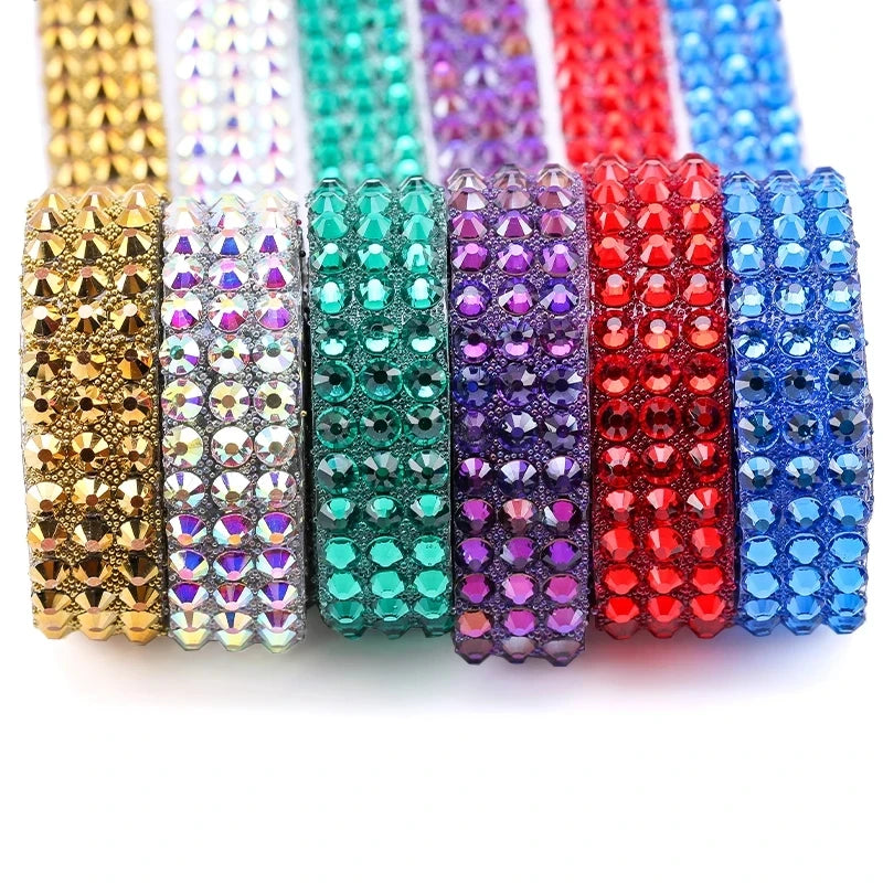15mm Sewing Trimming 1 Yard Crystal Glass Strass Hot Fix Rhinestone Chain Tape Applicator Ribbon for Clothing DIY Crafts Jewelry