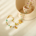 INS Style Starfish Shell Pendant Jewelry Set 18K Plated Stainless Steel Colorful Stone Chain Zircon Bracelet Necklace for Women