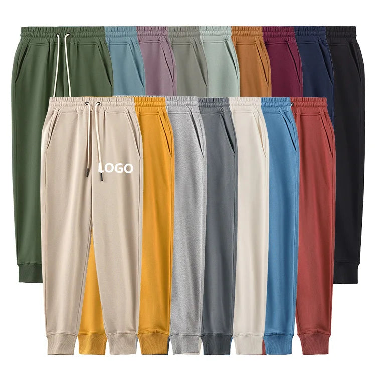Wholesale Custom Logo 360gsm Heavyweight 100% Cotton Terry Men Set's Track Jogger Sweat Pants Sweatshirt Tracksuit Printed