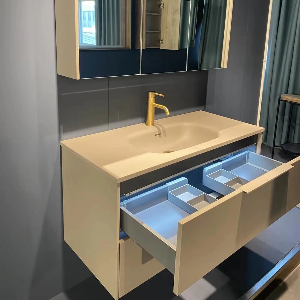 Modern 2025 3-in-1 Bathroom Vanity with LED Mirror Water-Resistant New Design Primary Color for Apartments MegaBDM
