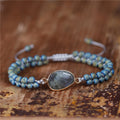 YueTong Natural Stone Labradorite Charm Bracelet BOHO Beaded Braided Macrame Bracelets Wrap Bracelet Women Jewelry Wholesale
