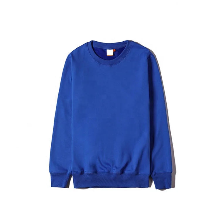 100% Cotton Silver fox Wool 10 Colors Plain Solid O Neck Unisex Sweatshirt