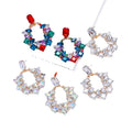 Factory Wholesale Fashion Exaggerated Alloy Inlaid Colored Diamond Series Hollow Earrings