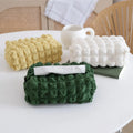 Korean Cream Puff Cloth Tissue Box Holder Lattice Pattern Tissue Paper Dispenser Home Napkin Paper Box