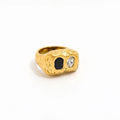 High End 18K Plain Gold Irregular White & Black Zirconia Chunky Rings Stainless Steel Trendy Simple Gold Plated Jewelry