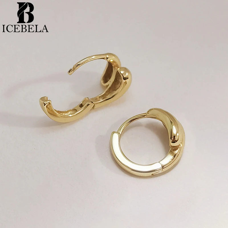 Delicate 925 Sterling Silver Simple Glossy 18k Gold Plated Thick Hoop Earring Ladies Minimalist Silver Hoop Earrings for Girls
