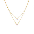 Fashion Jewelry Stainless Steel Gold Plated Choker Zircon CZ V Shape Pendant Trendy Layered Necklaces for Women