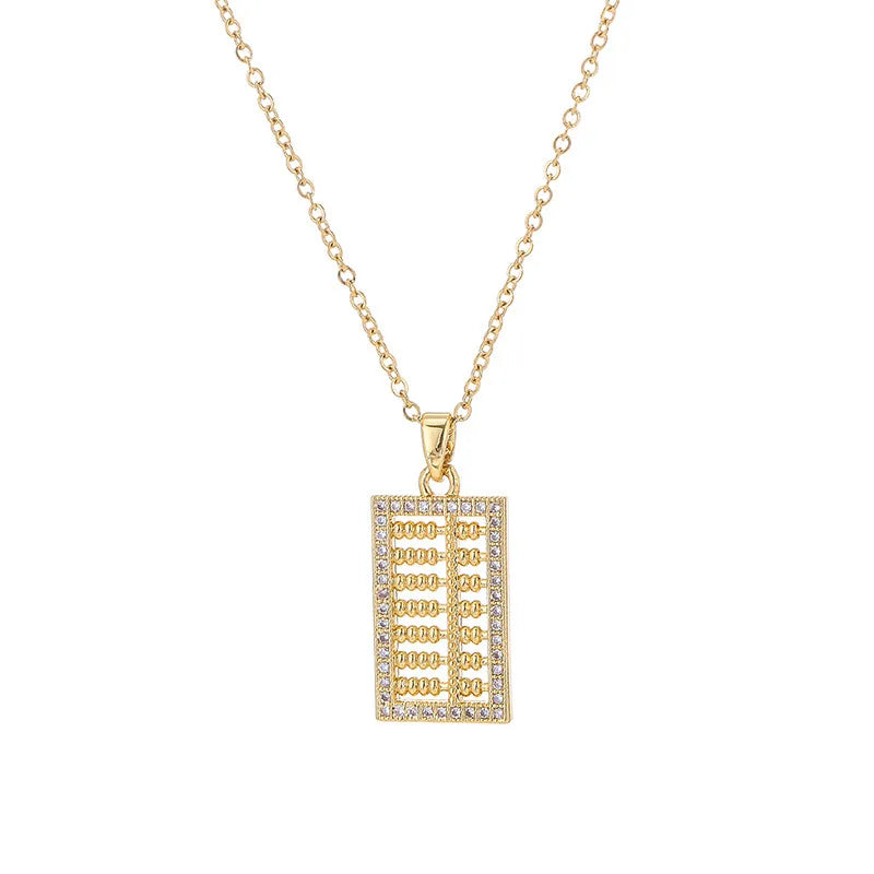 Wholesale Fashion Titanium Stainless Steel Rectangle Abacus Pendant Necklace Charm Women Choker Necklaces Jewelry Supplier