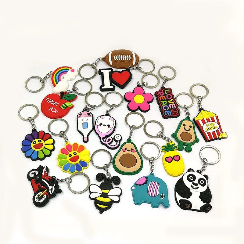 Custom Anime 2D 3D PVC Keychain Kawaii Small Animal Dog Soft Rubber Key Chain