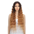 Ombre Gold Water Wave T Lace Synthetic Hair Wig With Highlights Heat Resistant Synthetic Lace Front Wig for Black Women