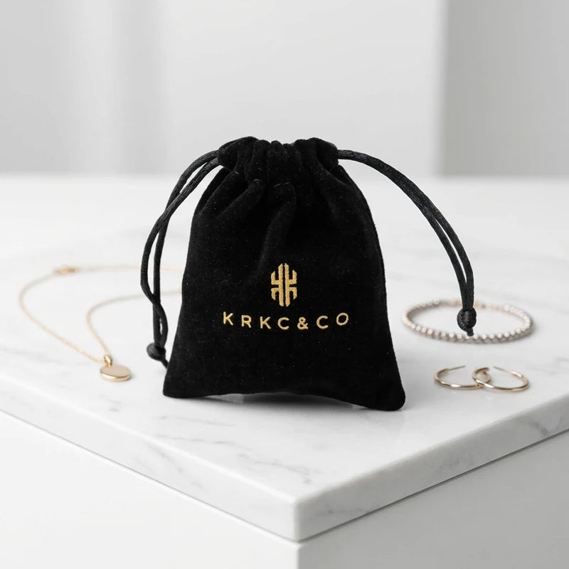 Custom Black Drawstring Velvet Pouch Bag for Jewelry Packaging Pouch