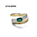 New Product Special Hoop Emerald Rings Clawing Hydrothermal Zircon 925 Sterling Silver White Gold Plated Rings