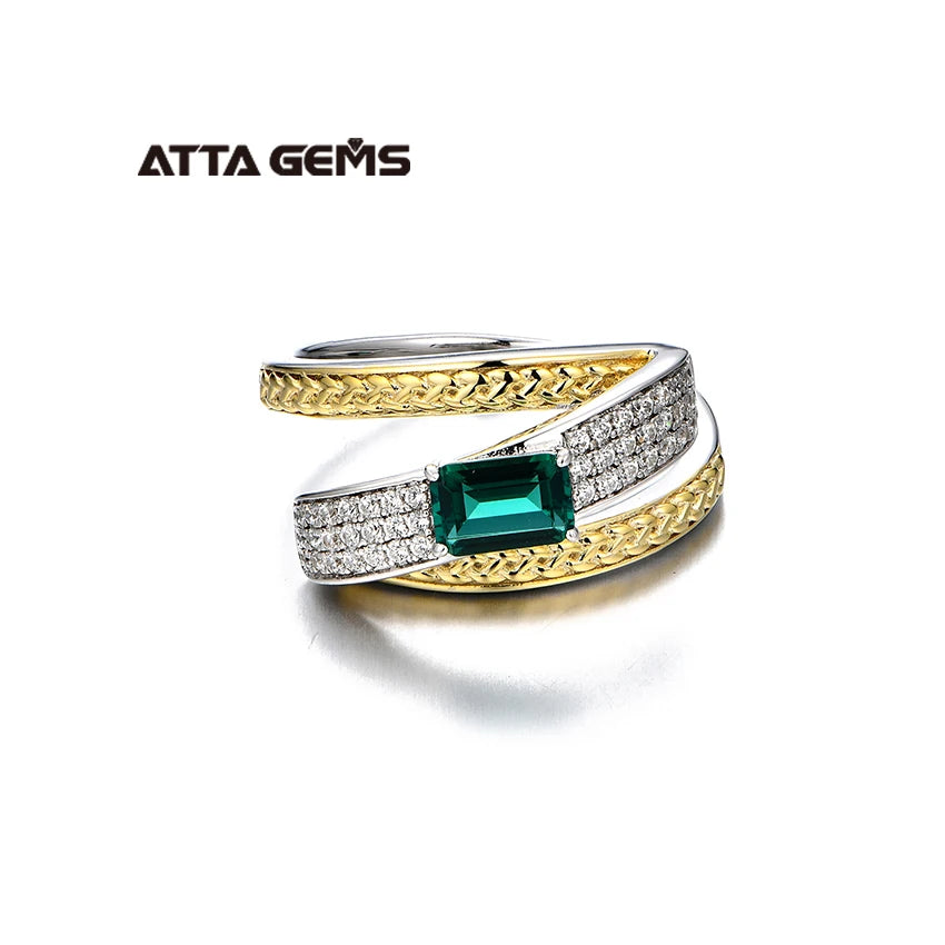 New Product Special Hoop Emerald Rings Clawing Hydrothermal Zircon 925 Sterling Silver White Gold Plated Rings