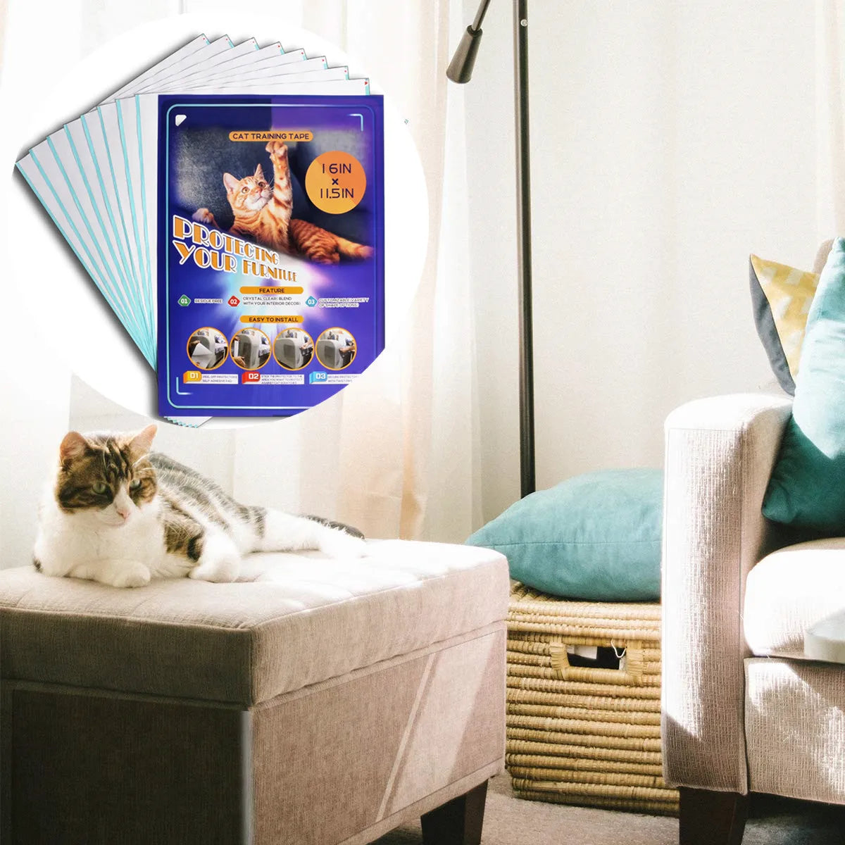 Hot Selling 10 Pack 12 Pack 17'*x12'  Double-sided Sticky Tape Sheet Cat Anti Scratch Tape XL