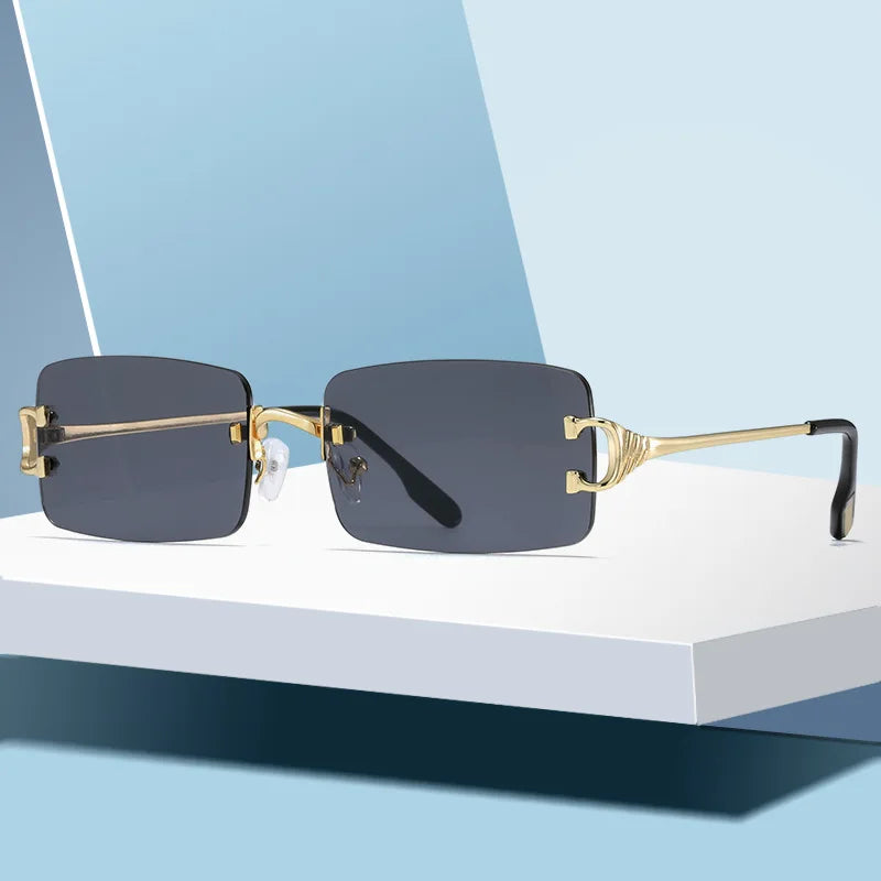 Super Popular Hot Fashion Rectangle Rimless Square Small Sunglasses
