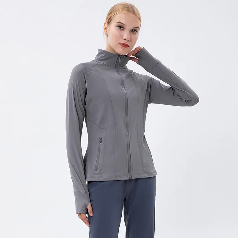 Women  Zipper Long Sleeve Equestrian Clothing Zip Pockets Horse Riding Jacket for Ladies